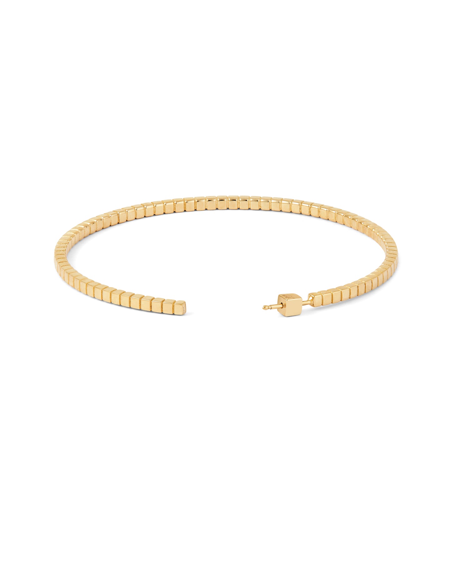 A pair of gold-plated Signore hoop earrings with a textured design, resembling a curving row of square beads.
