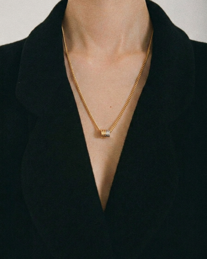 OCTAGON MINI DOUBLE CHARM NECKLACE
